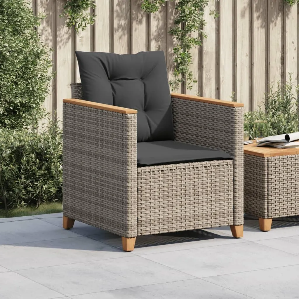 Relaxing Chair Camping Chair Dining Chairs Lawn Chairs - Patio Chair with Cushions Gray Poly Rattan for Park Campsites Terrace Outside