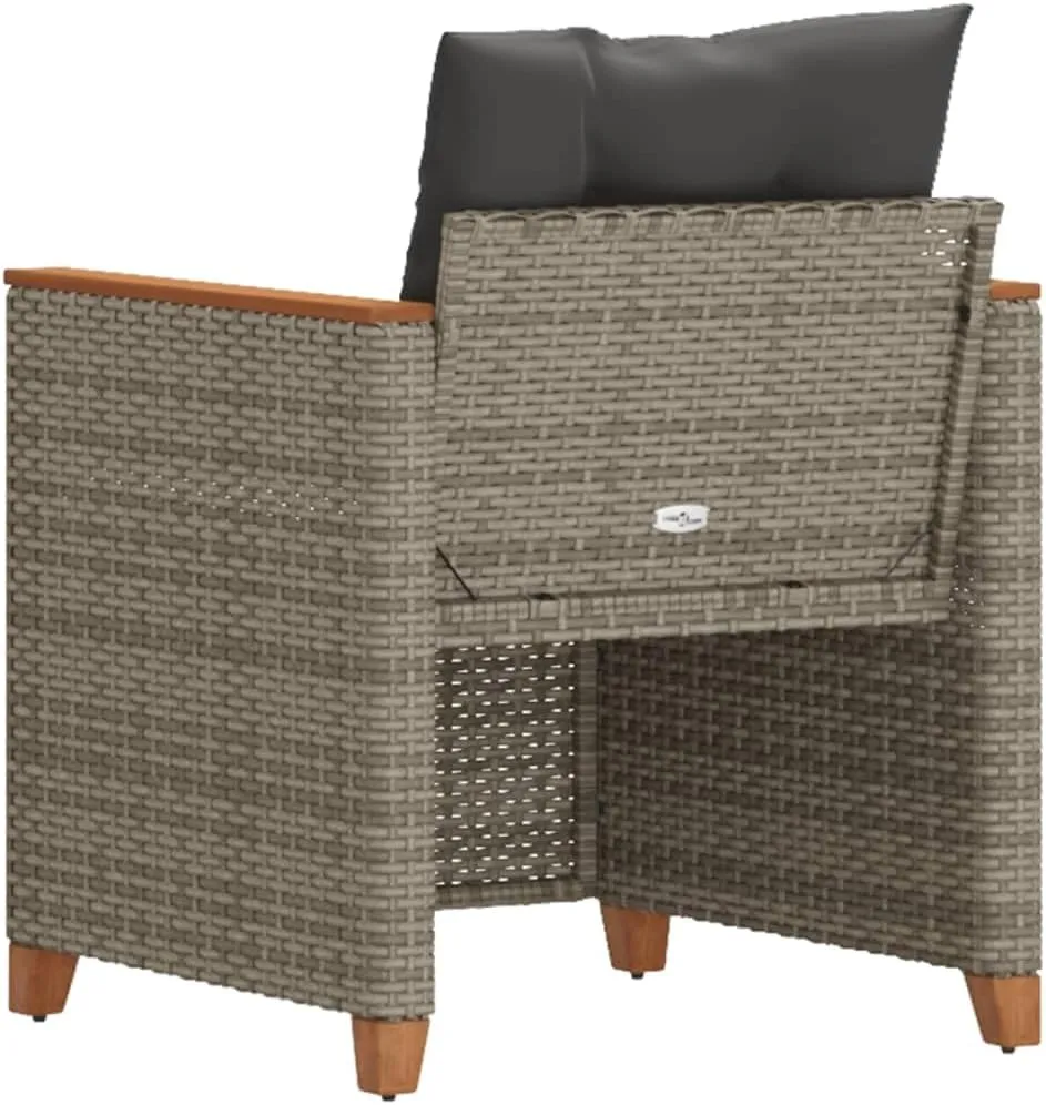 Relaxing Chair Camping Chair Dining Chairs Lawn Chairs - Patio Chair with Cushions Gray Poly Rattan for Park Campsites Terrace Outside