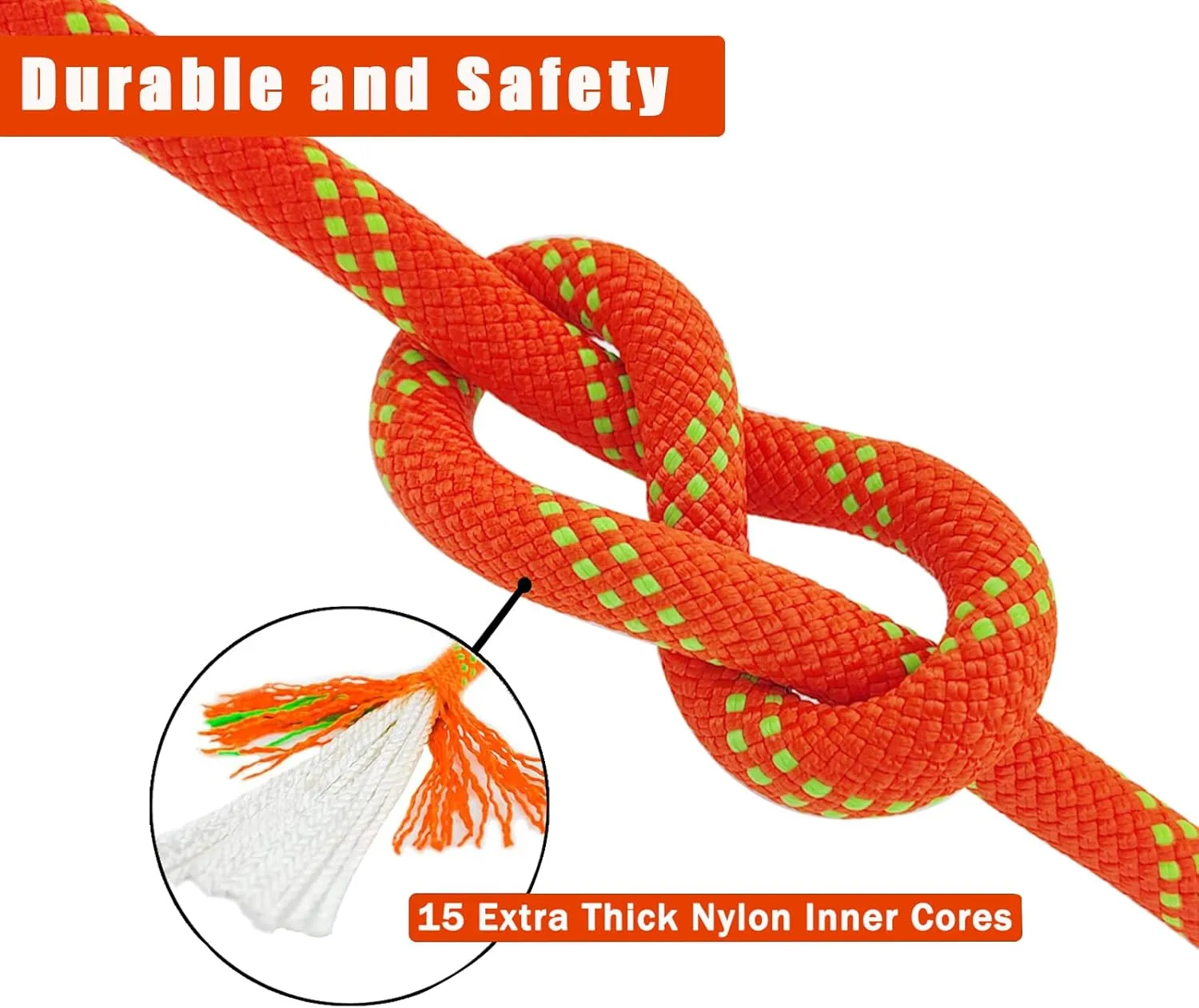 Ritafc Static Rope UIAA Rappelling Rope 11mm 200FT Static Line Nylon Kern Mantle Rope for Rock Climbing, Mountain Tree Climb, Hauling, Rescue Equipment
