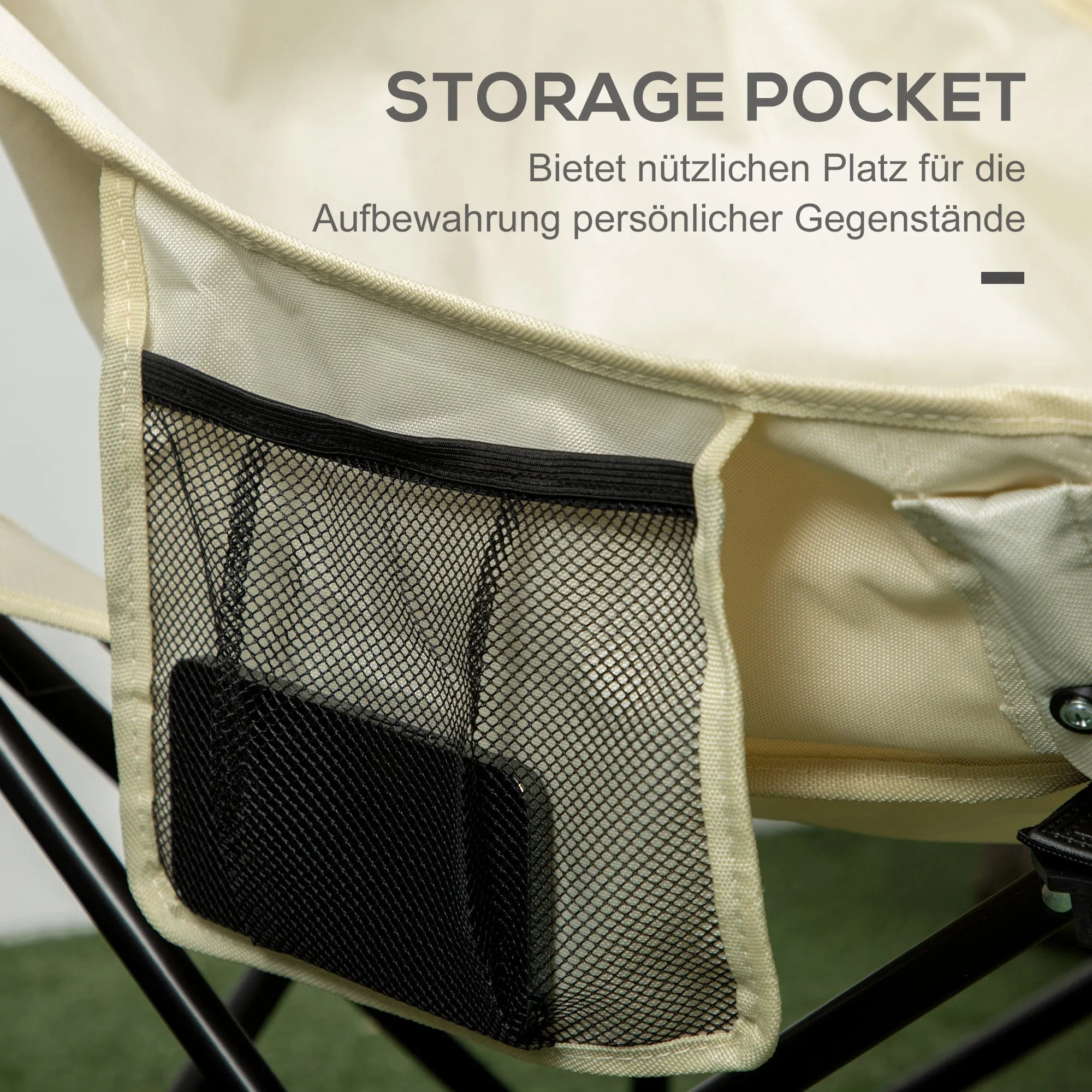 Rootz Camping Chair - Foldable Seat - Portable Chair - PVC-Coated Fabric - Easy Transport - 61cm x 54cm x 66cm