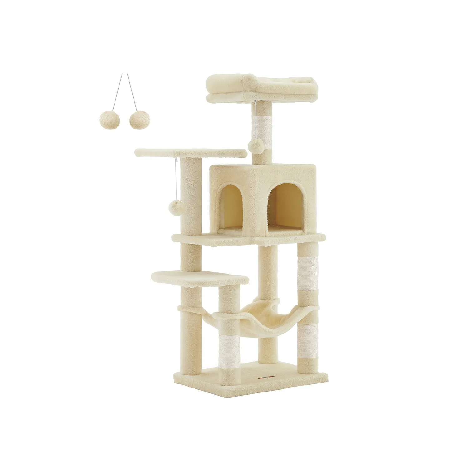 Rootz Cat Scratching Post - Cat Tree - Cat Climbing Frame - Chipboard Construction - Plush Covering - Sisal Rope - 45cm x 35cm x 112cm