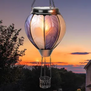 Rynx | 18 Inch Balloon Solar Lamp With Flaming Flame Hanging Solar Outdoor Lights Waterproof Lanterns For Garden Patio Backyard Party Decoration