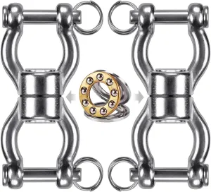 SELEWARE Silent Bearing Swing Swivel, 360° Rotational Device Hanging Accessory with 4 Removeable Buckle for Tree Swing, Hammock Chair, Climbing Rope, Yoga, Kids Swing Swivel, 1200LB Capacity, 2 Pack