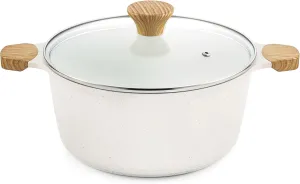SENSARTE Ceramic Nonstick Stock Pot with Lid, 4.5 Quart Induction Cooking Pot with Tempered Glass Lid, Stew Pot for Soup, Oatmeal and Pasta, PFAS and PTFE Free Casserole, White