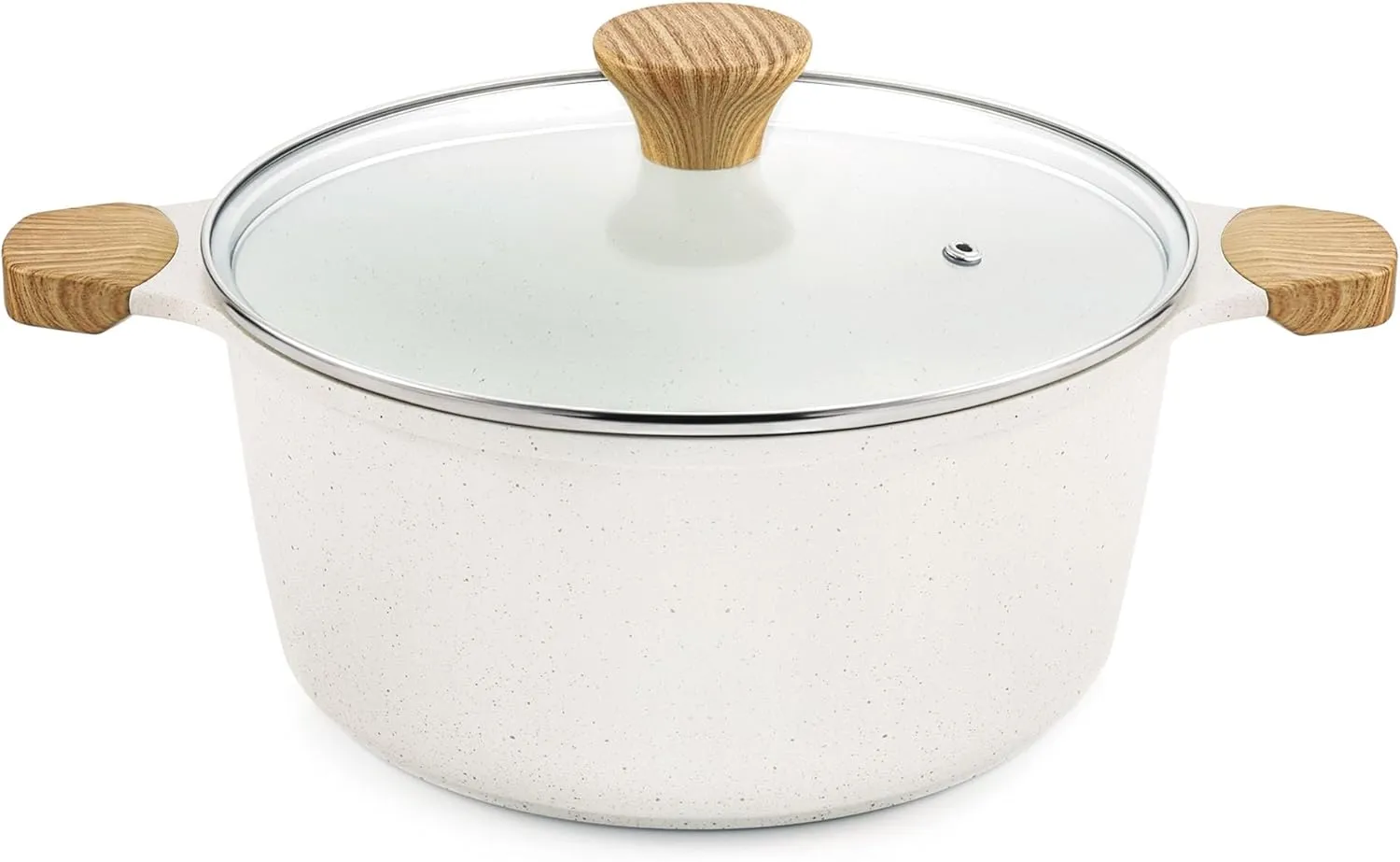 SENSARTE Ceramic Nonstick Stock Pot with Lid, 4.5 Quart Induction Cooking Pot with Tempered Glass Lid, Stew Pot for Soup, Oatmeal and Pasta, PFAS and PTFE Free Casserole, White