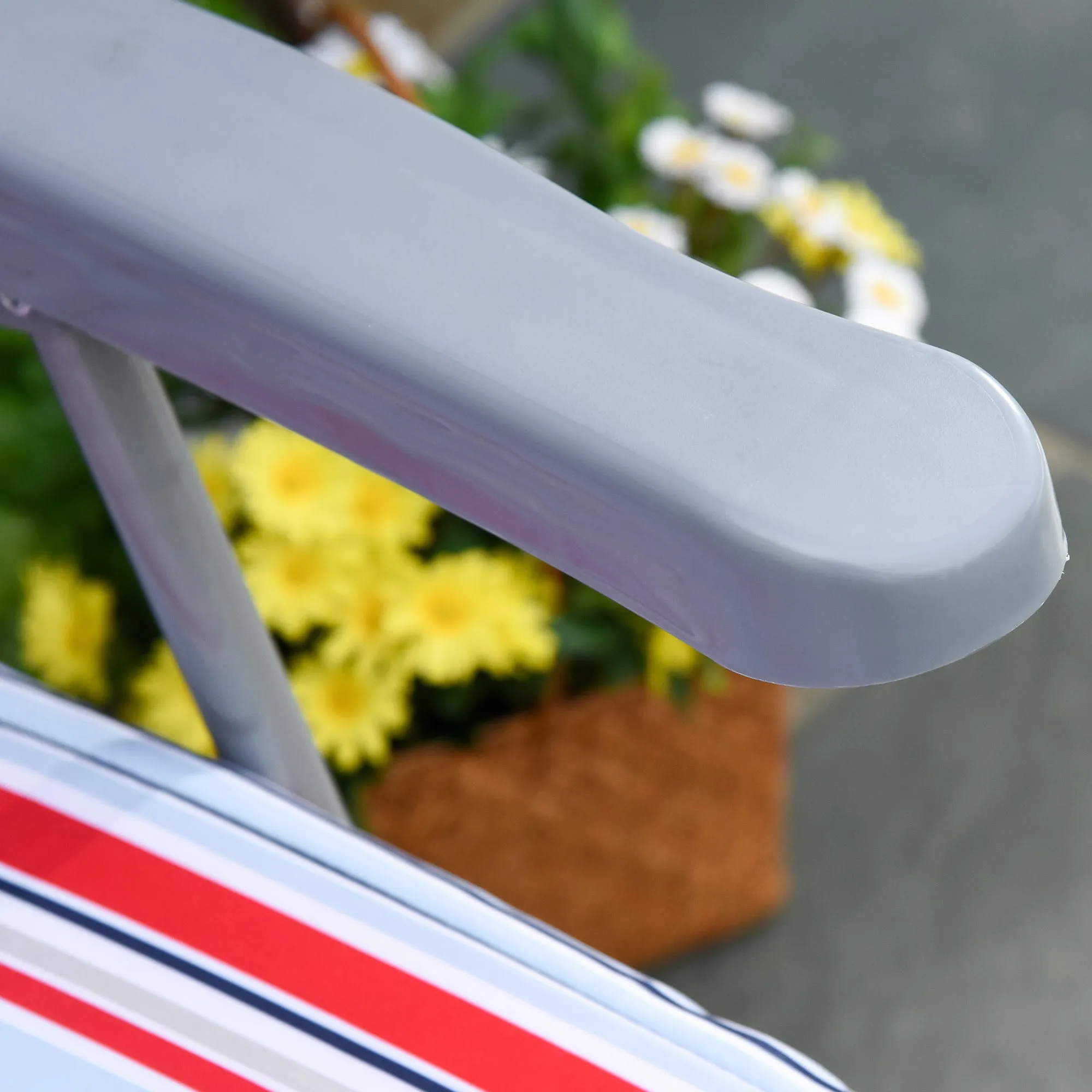 Set of 2 Garden Sun Lounger, Outdoor Reclining Seat Cushioned Seat, Foldable Adjustable Recliner, Grey and Red