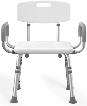 Shower Chair for Inside Shower with Arms and Back, FSA/HSA Eligible 500 lbs Heavy Duty Shower Seat for Bathtub, Height Adjustable Safety Bath Seat for Elderly, Adults, Handicap and Disabled