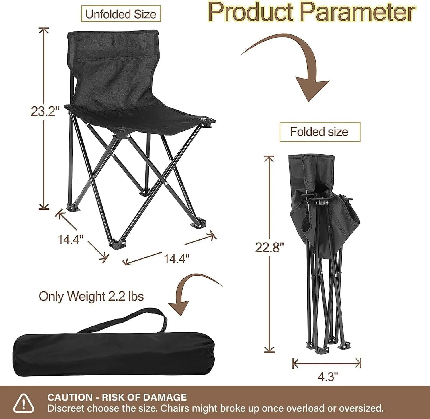Simple Deluxe Portable Camping Chair, Ultralight & Compact, Backpacking Chair, Folding Camping Chairs for Outdoor Camp, Travel, Beach, Picnic, Hiking