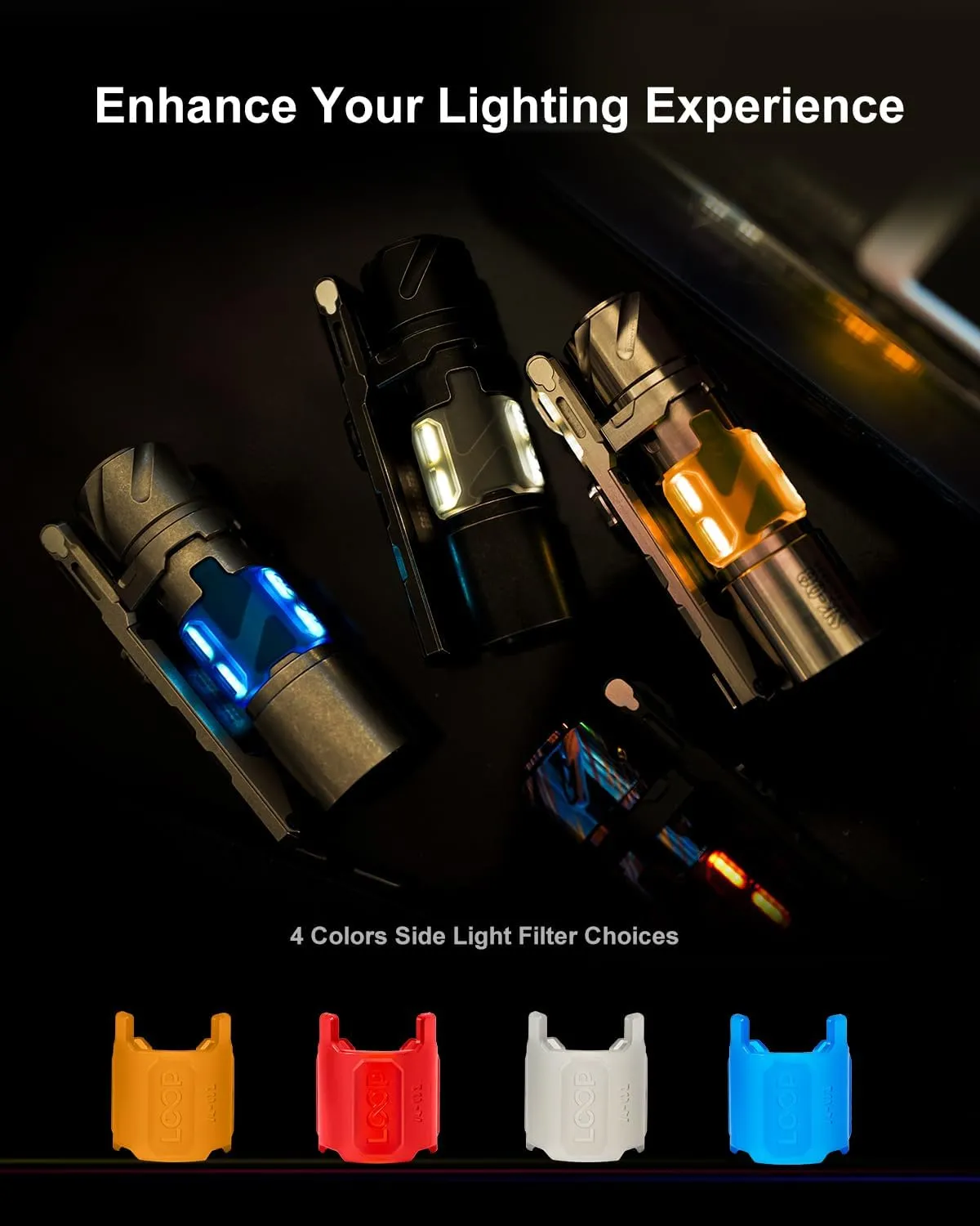 SK03 LED Flashlight, EDC Titanium Flashlight with Side Light, 1000 High Lumens, 10 Light Modes, AA Rechargeable Flashlight for Outdoor Camping, Emergencies