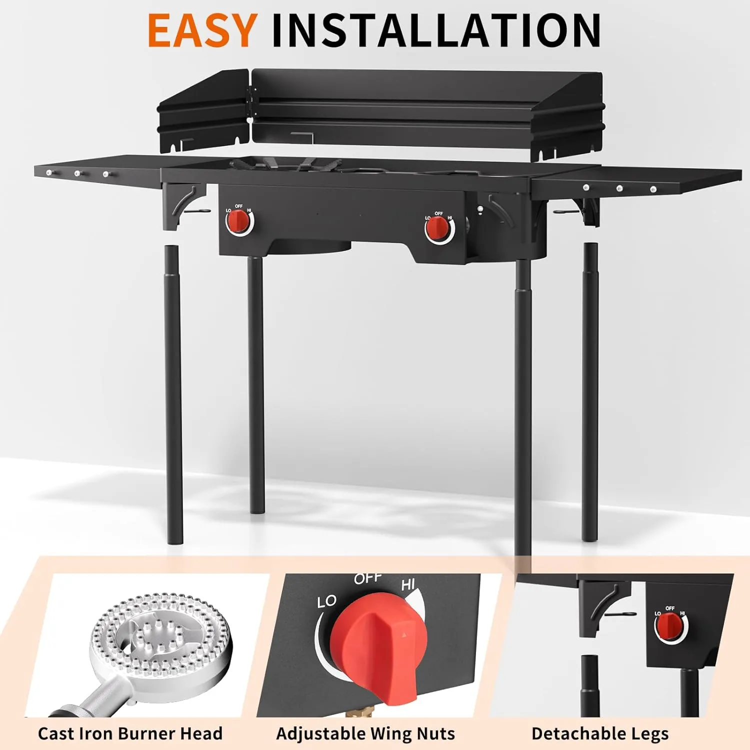 SKOK High Pressure 1/2/3 Burners Propane Camping Stove, Propane Burners for Outdoor Cooking