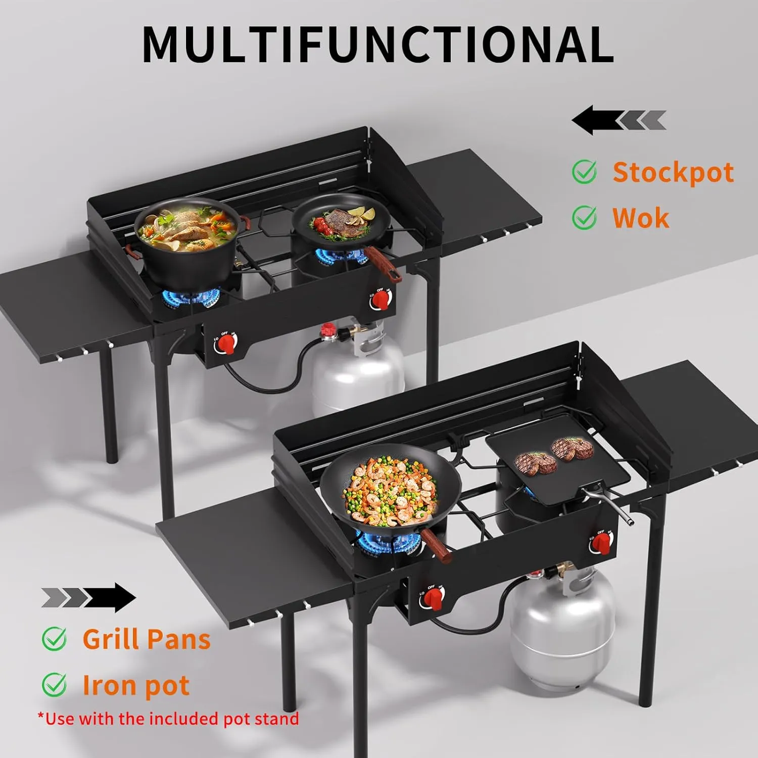 SKOK High Pressure 1/2/3 Burners Propane Camping Stove, Propane Burners for Outdoor Cooking
