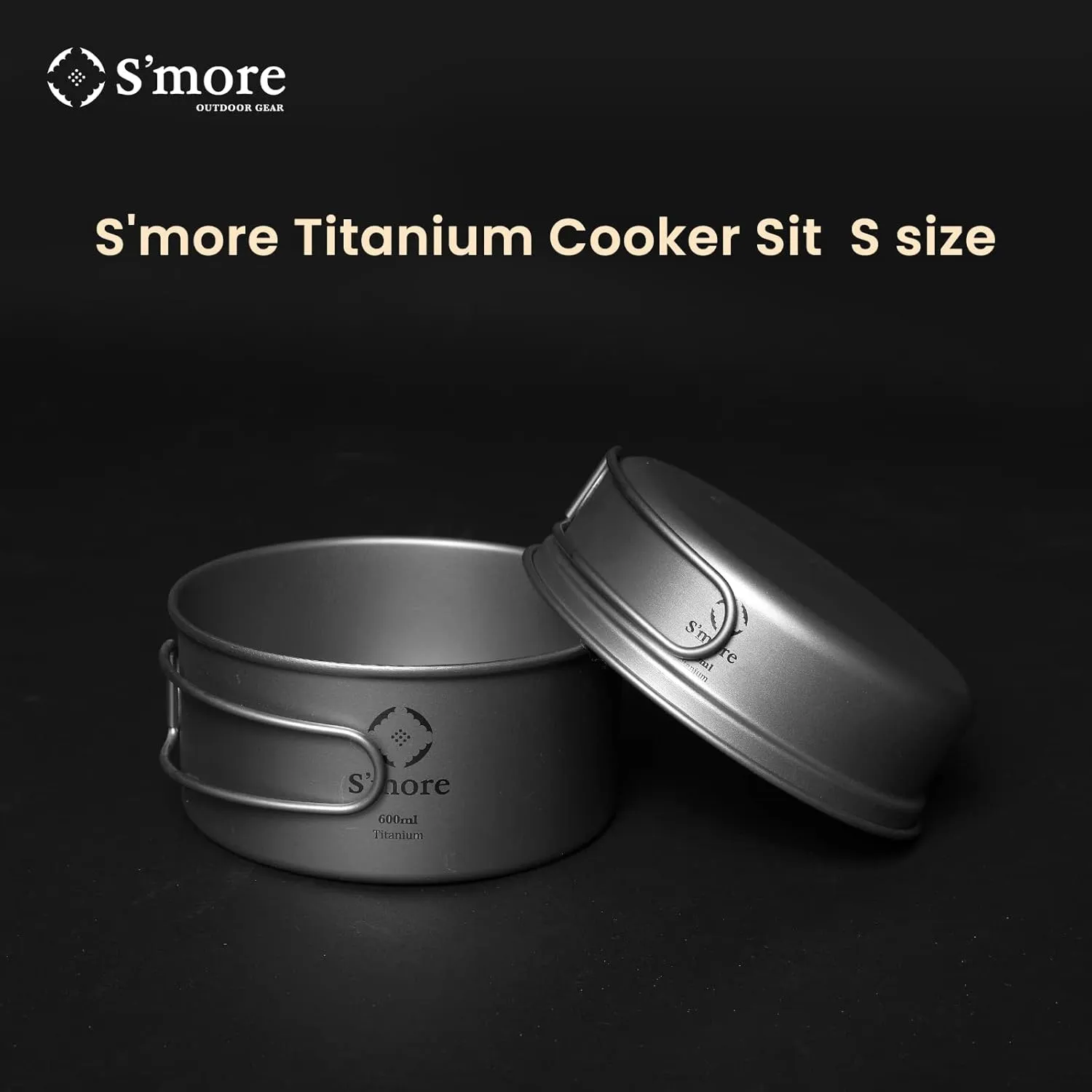 S'more Titanium Cooking Set, Ultralight Eco-Friendly Camping Cookware, Pot and Pan 2 in 1 with Folding Handle for Hiking, Traveling, and Picnic