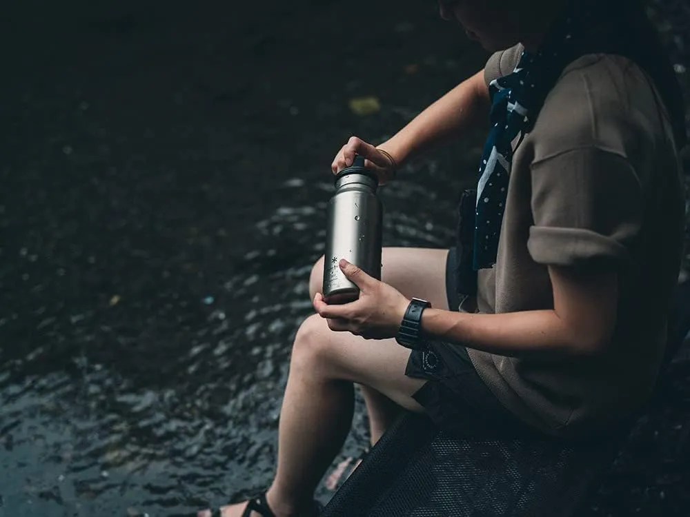 Snow Peak Titanium Aurora Bottle, Durable, Lightweight, Camping, Hiking, Backpacking Water Bottle, 800ml