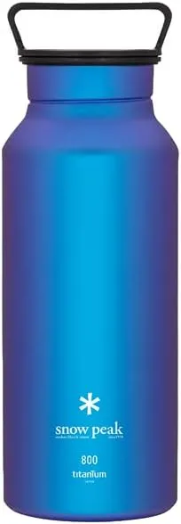 Snow Peak Titanium Aurora Bottle, Durable, Lightweight, Camping, Hiking, Backpacking Water Bottle, Blue, 800ml