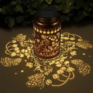 Solar Lantern Outdoor Hanging Lights Birthday Gifts for Women Mom and Grandma Cat and Butterfly Metal Garden Decor Outdoor Waterproof LED Solar Lanterns for Patio, Yard, Pathway,Landscape