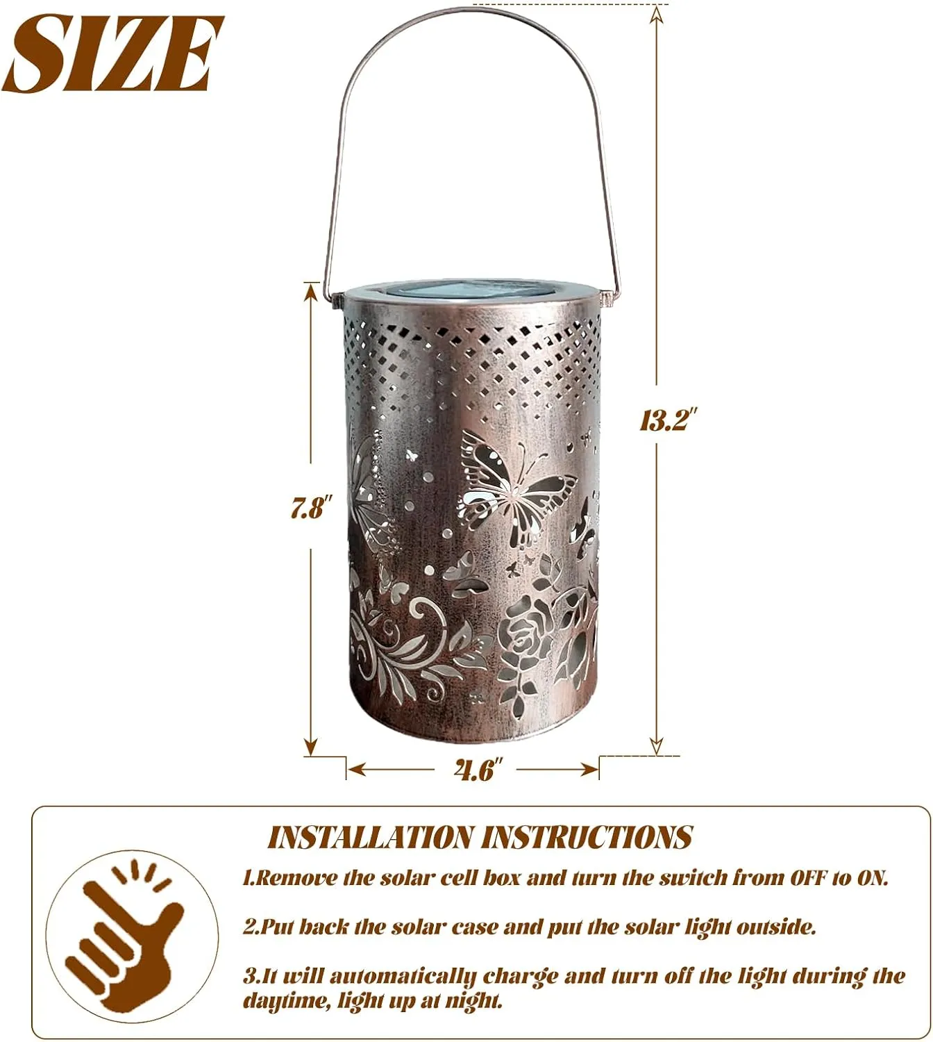 Solar Lanterns Outdoor Waterproof, Butterfly Hanging Solar Lantern for Garden Decor, LED Decorative Garden Lights Delicate for Patio, Yard, Pathway, Landscape