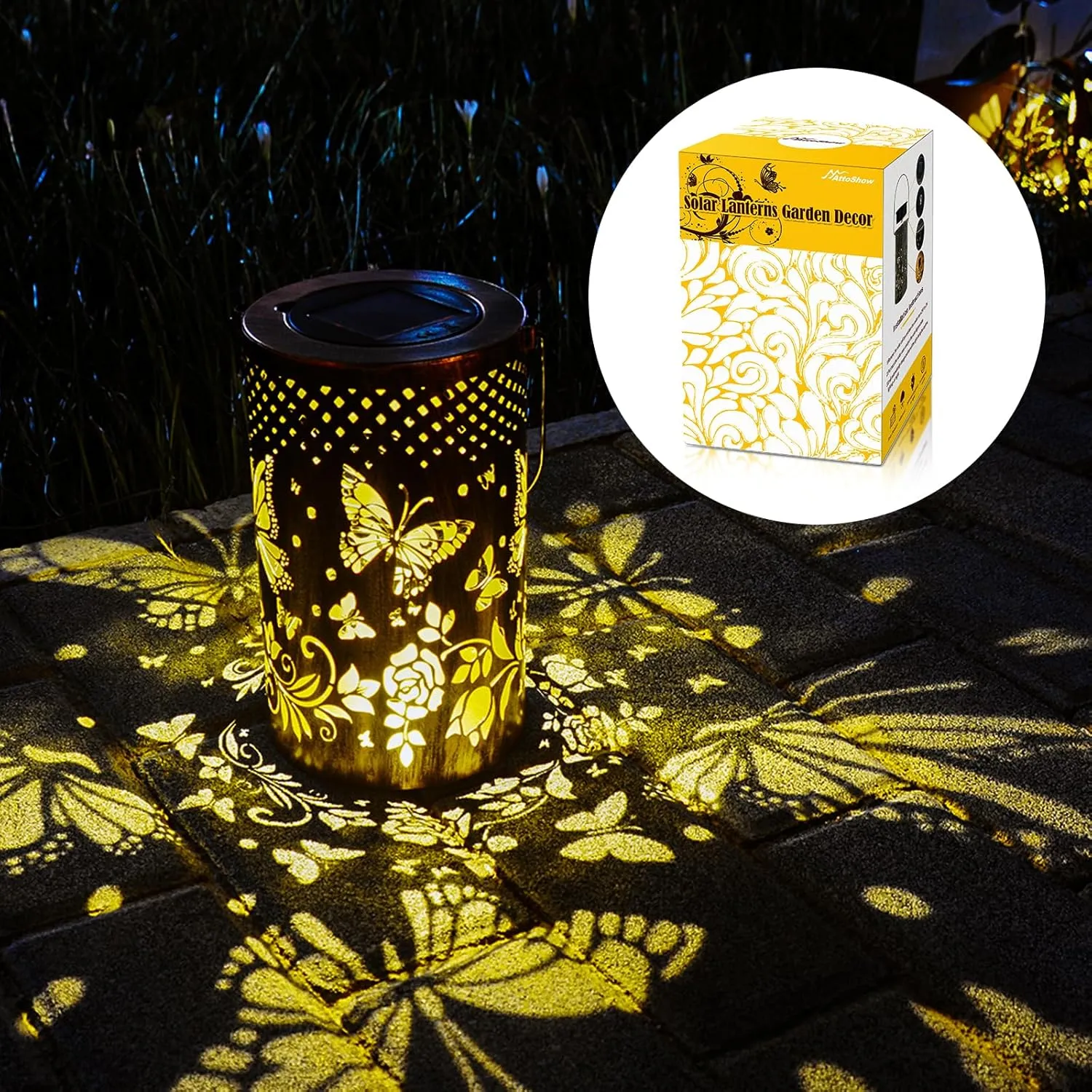Solar Lanterns Outdoor Waterproof, Butterfly Hanging Solar Lantern for Garden Decor, LED Decorative Garden Lights Delicate for Patio, Yard, Pathway, Landscape