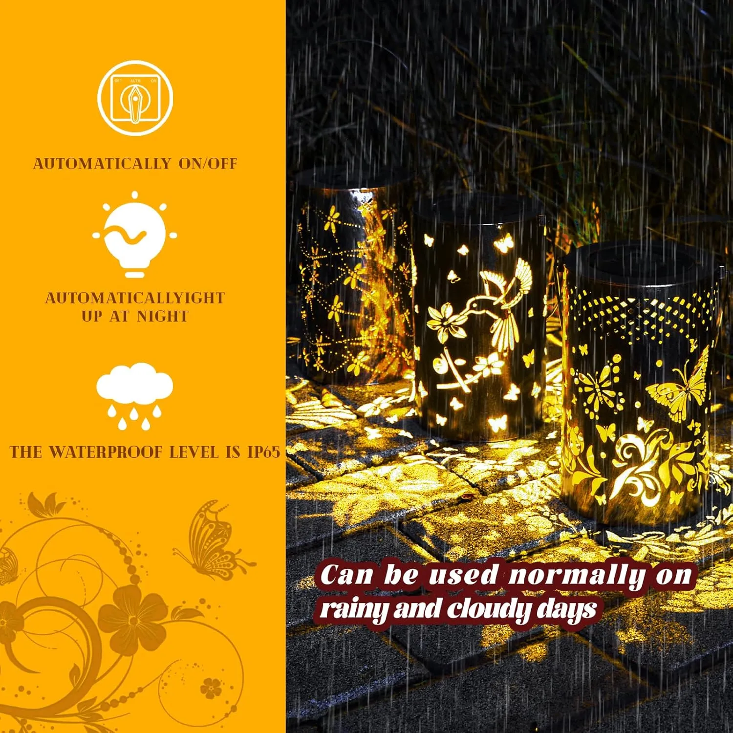Solar Lanterns Outdoor Waterproof, Butterfly Hanging Solar Lantern for Garden Decor, LED Decorative Garden Lights Delicate for Patio, Yard, Pathway, Landscape