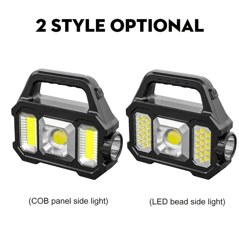 Solar Portable Flashlight & Handheld Searchlight with Side Lights