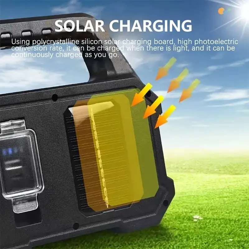 Solar Portable Flashlight & Handheld Searchlight with Side Lights