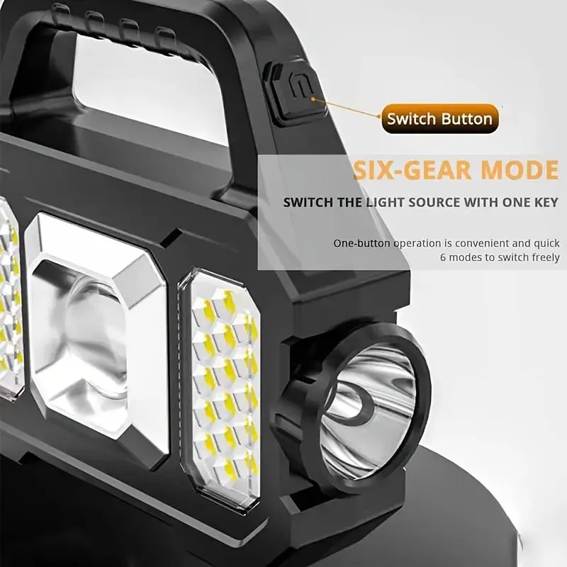 Solar Portable Flashlight & Handheld Searchlight with Side Lights