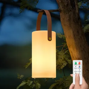 Solar Table Lamp Outdoor Water-Resistant LED Portable Solar Lantern Warm RGB Rechargeable Cordless Lights for Patio Deck Camping