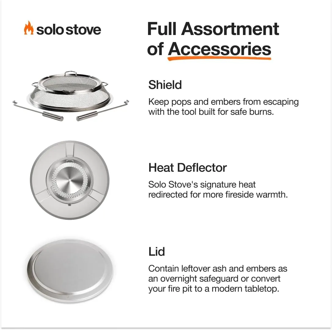 Solo Stove Yukon 2.0, 27 Inch Smokeless Fire Pit with Removable Ash Pan - Wood Burning Portable Stainless Steel Outdoor Fireplace, Stainless Steel, Ideal for 6 or More People, 38 lbs, Water