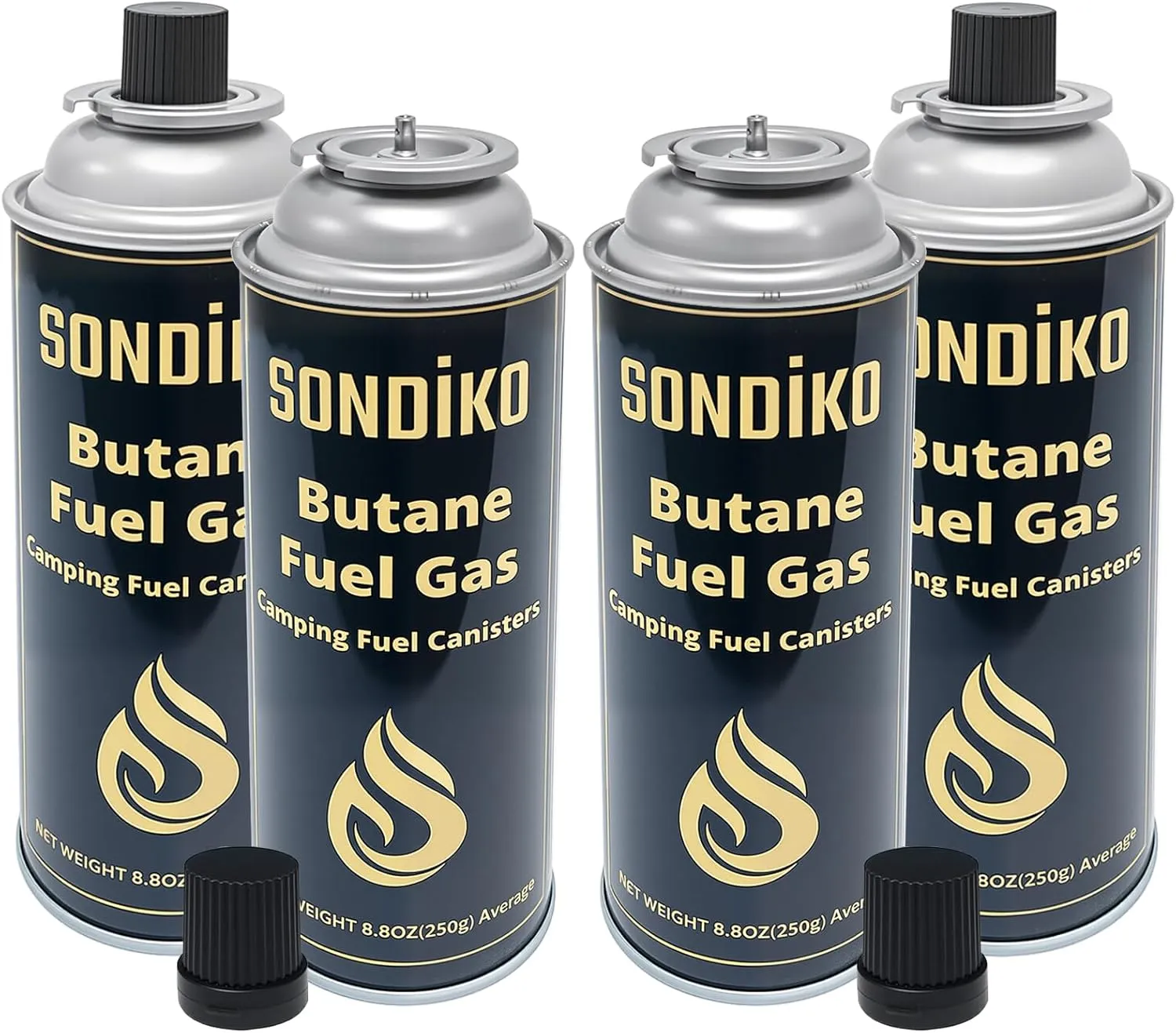 Sondiko Butane Gas, Premium Pure Refined Butane Gas, Butane Fuel Canister for Portable Camping Stove, Explosion Proof - RVR System(4 Can)