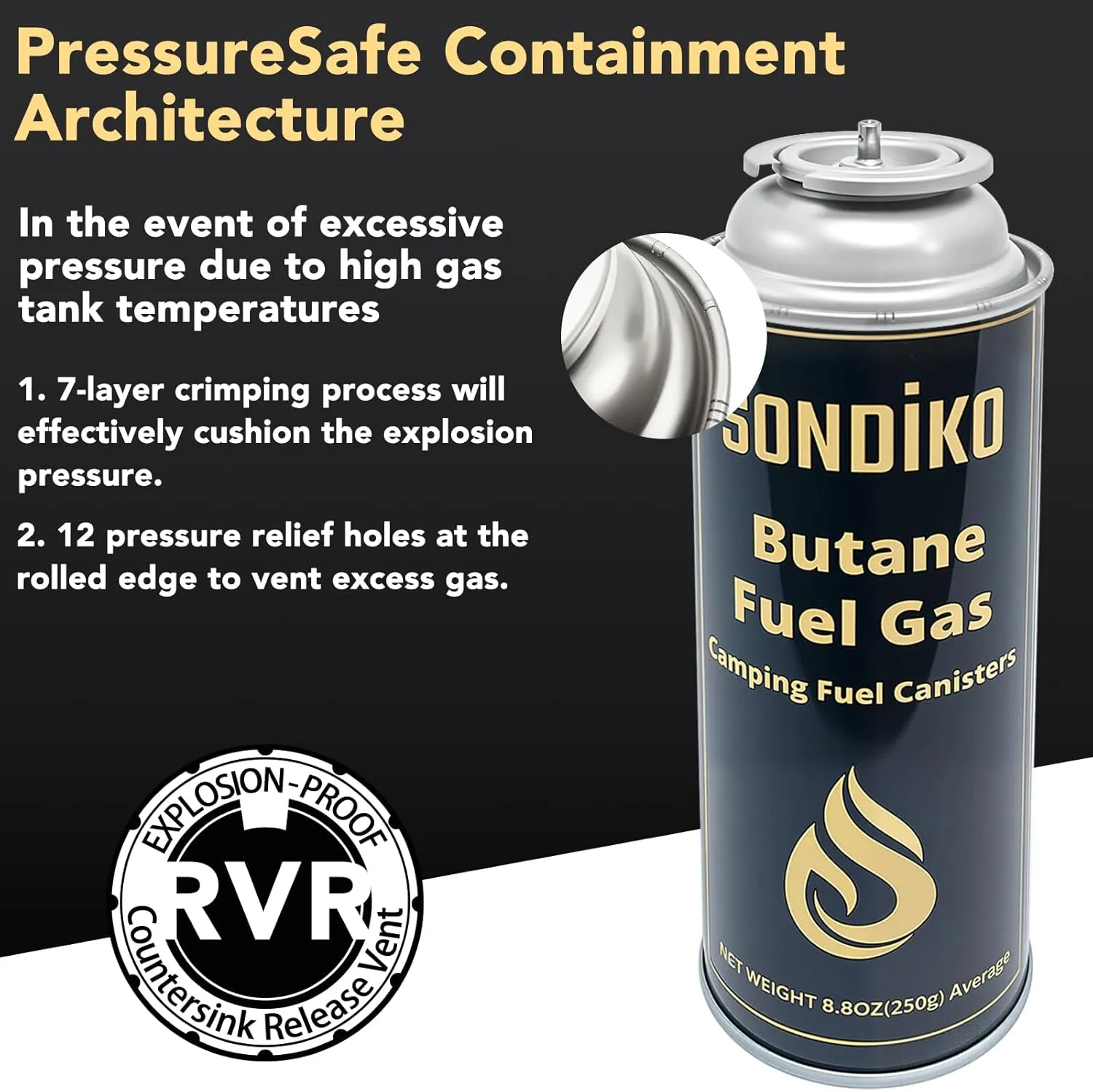 Sondiko Butane Gas, Premium Pure Refined Butane Gas, Butane Fuel Canister for Portable Camping Stove, Explosion Proof - RVR System(4 Can)