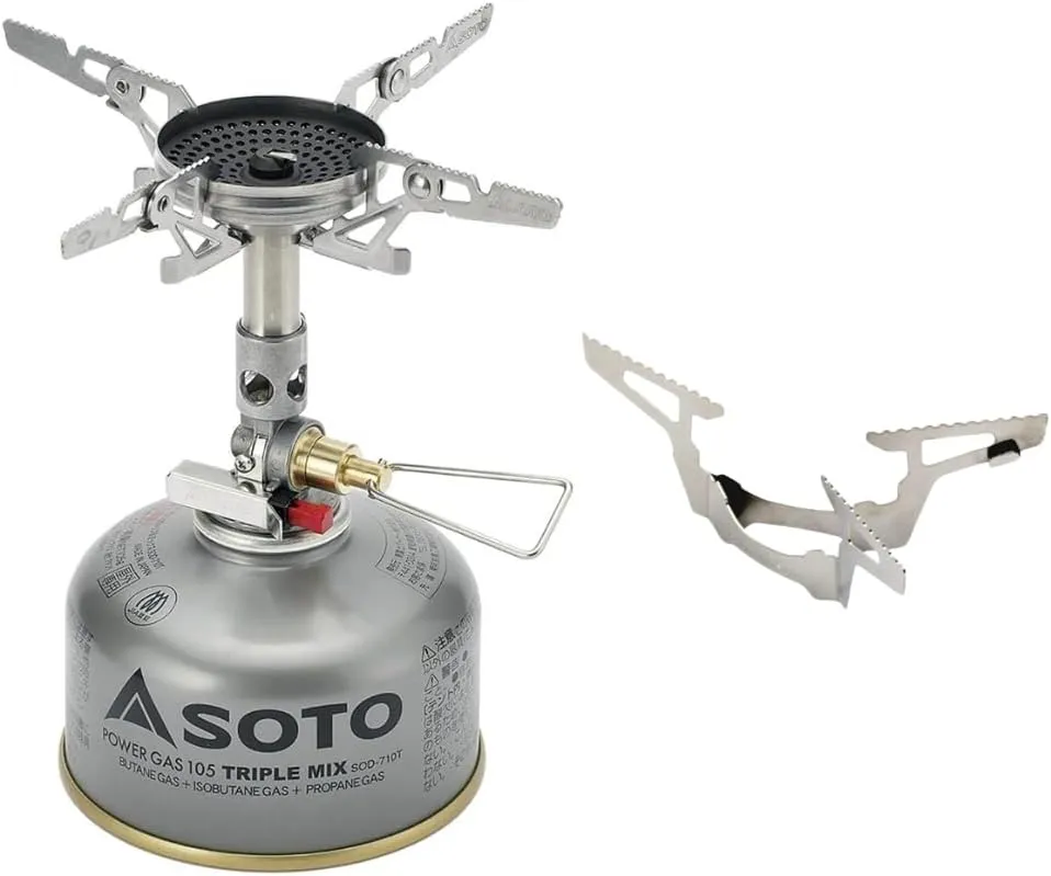 SOTO Windmaster Stove with 4Flex & TriFlex - Canister Stove for Windy Weather - Durable with Windscreen and Micro Regulator Valve System - Canister not Included