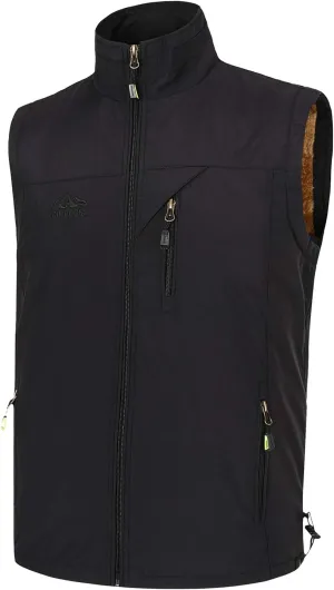 Spanye Men Outdoor Padded Puffer Vest Thick Warm Multi-Pocket Photography Fishing Jacket