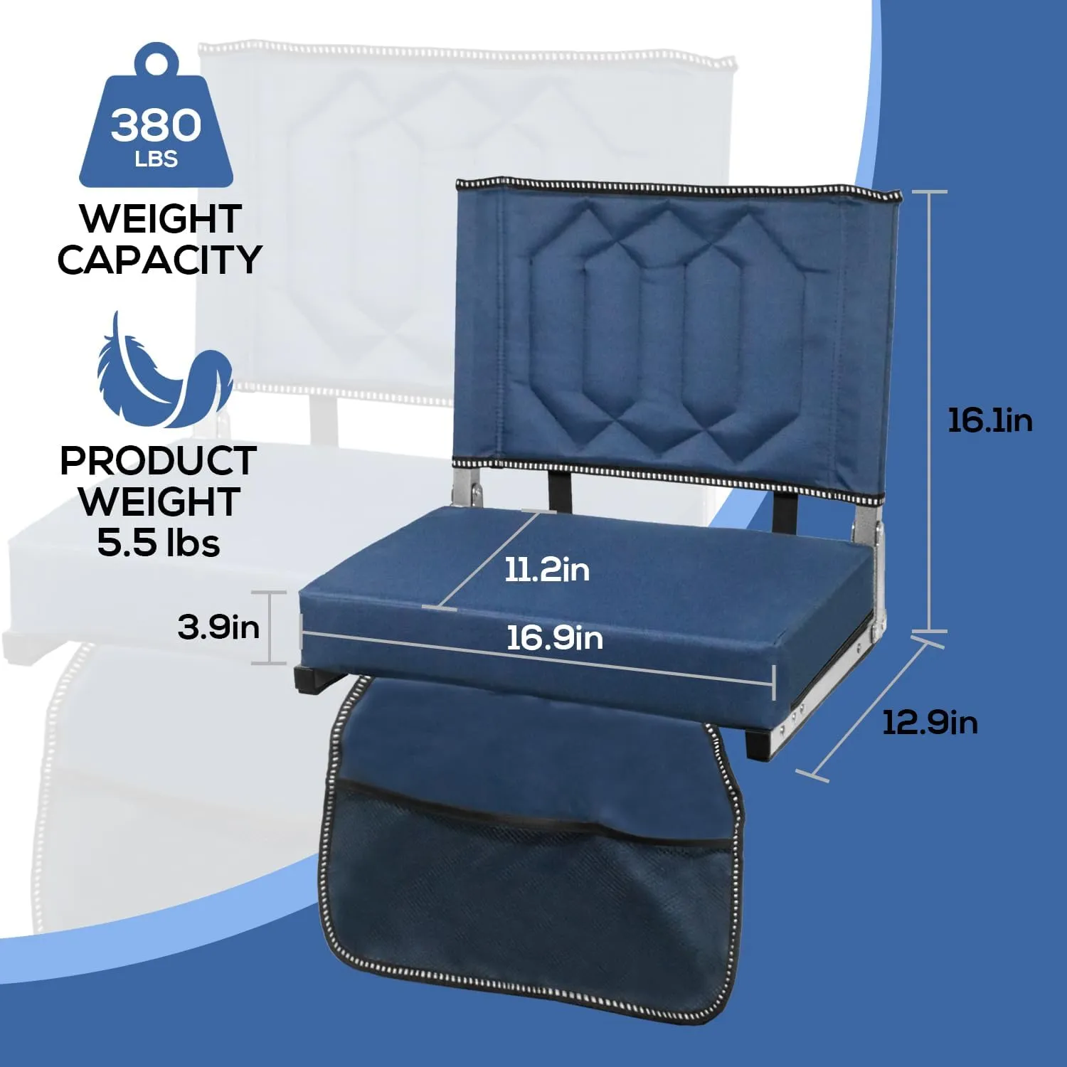 Stadium Seats for Bleachers with Back Support, Bleacher Seats with Backs and Cushion Wide, Portable Folding Comfort Stadium Chair with Shoulder Strap, Carry Handle, Storage Pockets