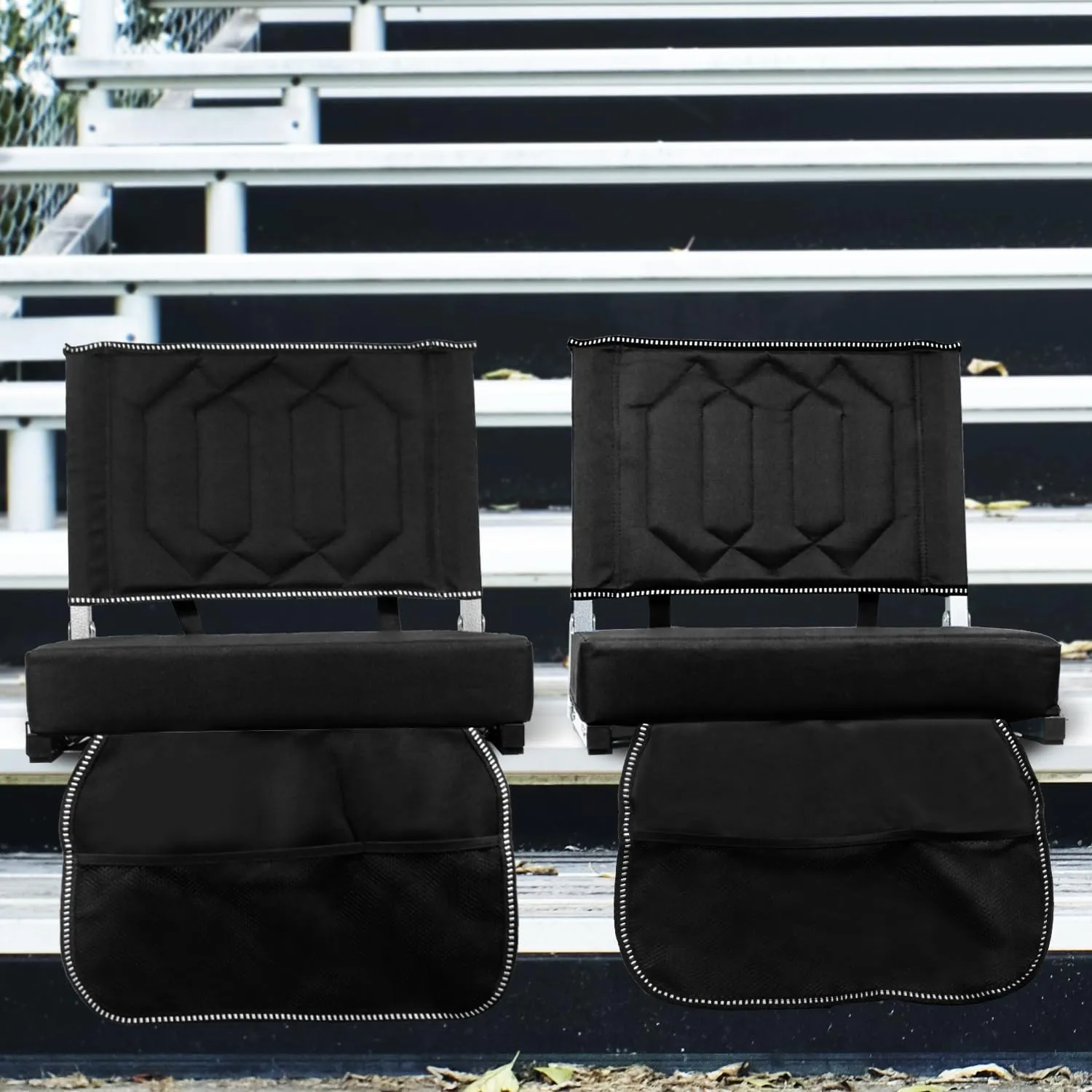 Stadium Seats for Bleachers with Back Support, Bleacher Seats with Backs and Cushion Wide, Portable Folding Comfort Stadium Chair with Shoulder Strap, Carry Handle, Storage Pockets
