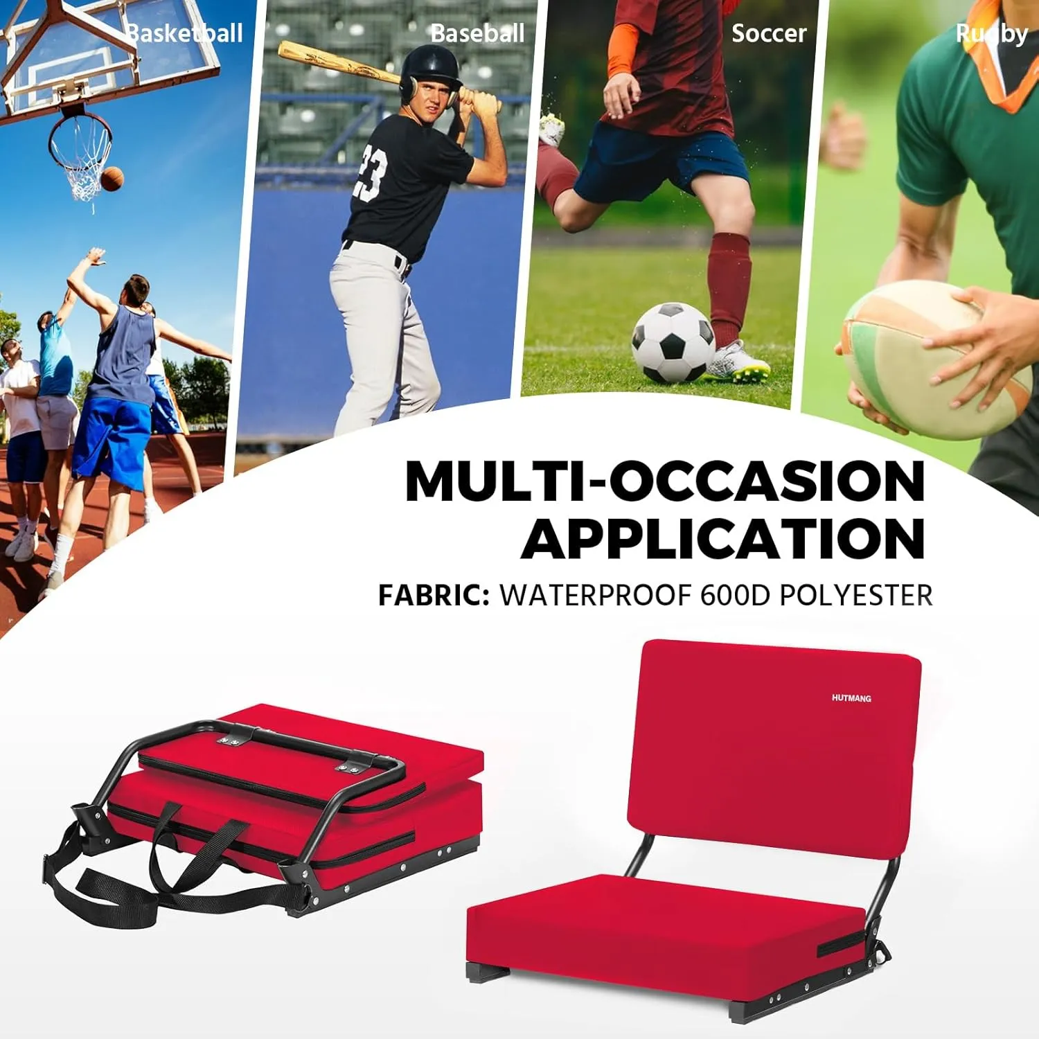 Stadium Seats for Bleachers with Back Support,Stadium Seating for Bleachers with Comfy Padded Active Foam Backs,Portable Folding Stadium Chair with Shoulder Strap,Bleacher Chairs with Back