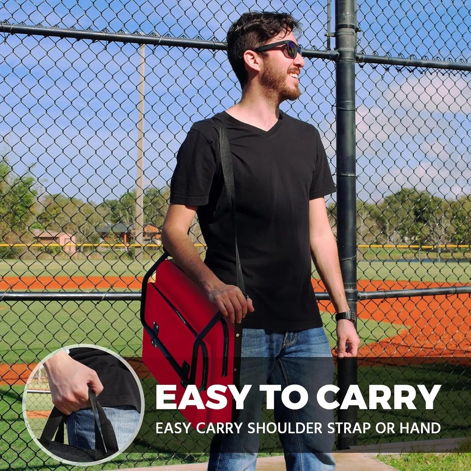 Stadium Seats for Bleachers with Back Support,Stadium Seating for Bleachers with Comfy Padded Active Foam Backs,Portable Folding Stadium Chair with Shoulder Strap,Bleacher Chairs with Back