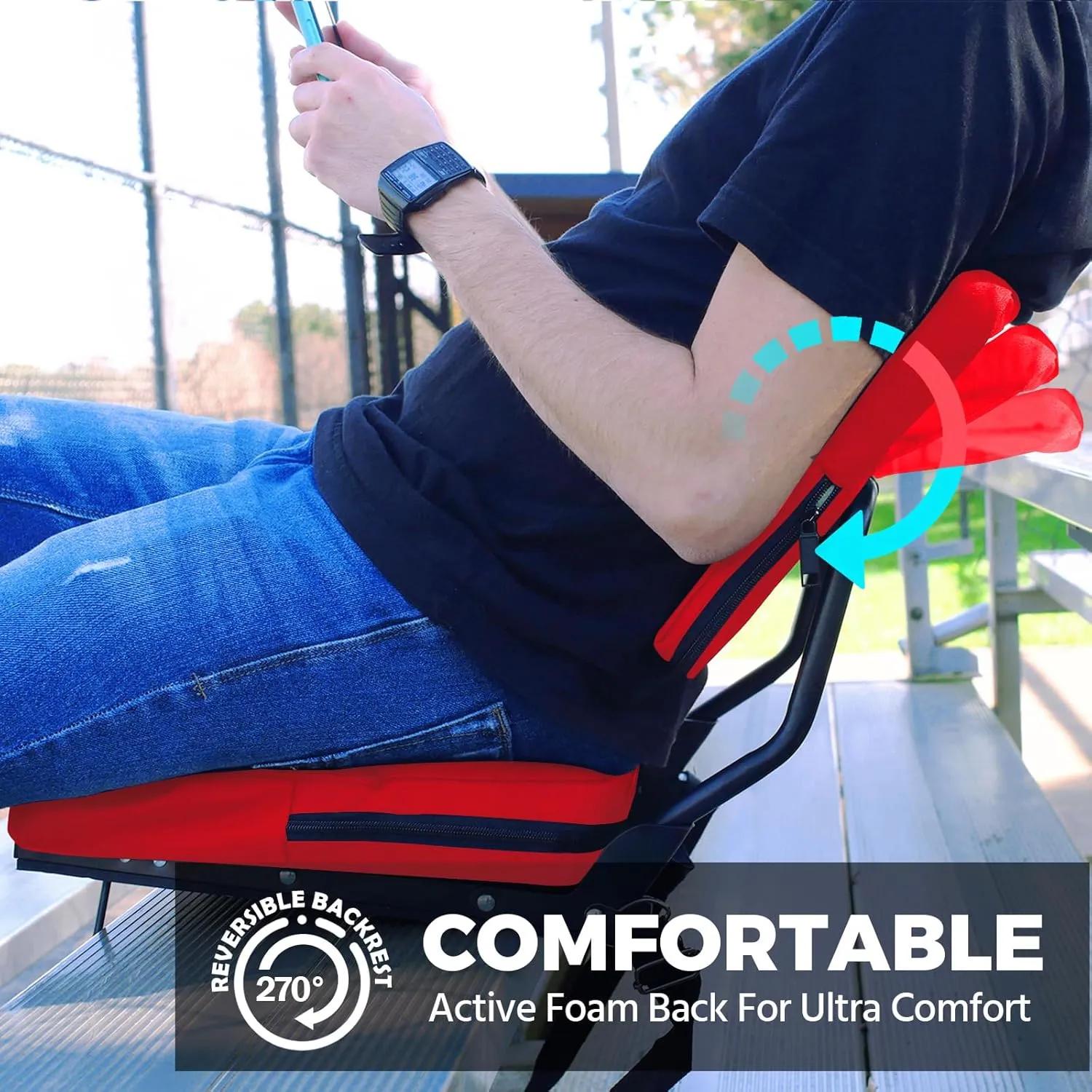 Stadium Seats for Bleachers with Back Support,Stadium Seating for Bleachers with Comfy Padded Active Foam Backs,Portable Folding Stadium Chair with Shoulder Strap,Bleacher Chairs with Back