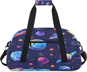 Starry Sky Gym Duffel Bag for Men Women Colorful Planets Sports Tote Bag with Adjustable Shoulder Strap for Dance Gymnastics Traveling Outdoor Camping Overnight Stay