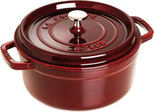 Staub Cast Iron 9-qt Round Cocotte - Grenadine, Made in France