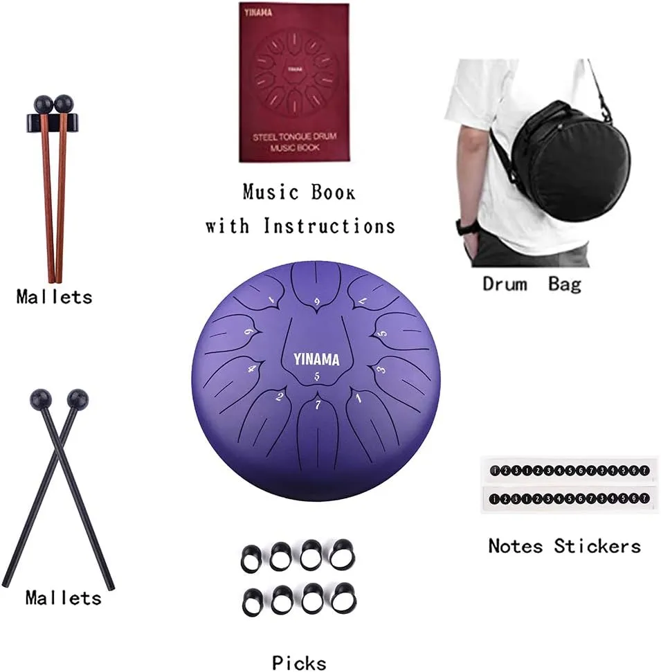 Steel Tongue Drum Percussion Instrument 11 Notes 10 inches
