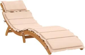 Sun Lounger with Cushion Beige Solid Wood Acaciatanning Chair Camping Chairs Recliner Chair Patio chairsSuitable for Gardens, courtyards