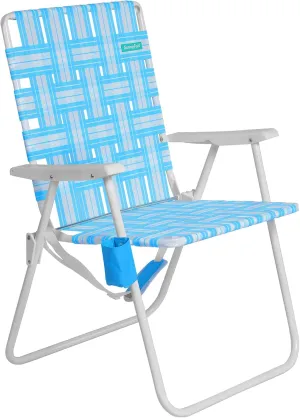 SunnyFeel 15" Tall Folding Webbed Lawn Beach Chair for Adults, Oversized Portable High Seat Sand Chair Heavy Duty 300 LBS, Foldable Camping Chairs for Camp/Outdoor/Picnic/Concert/Sports