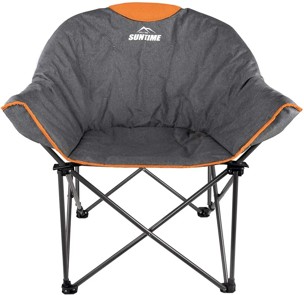 Suntime Sofa Chair, Oversize Padded Moon Leisure Portable Stable Comfortable Folding Chair for Camping, Hiking, Carry Bag(2 Pack)