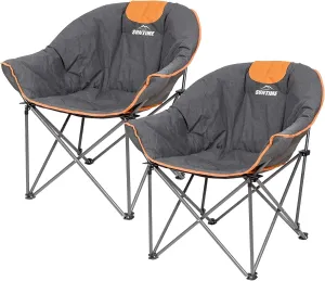 Suntime Sofa Chair, Oversize Padded Moon Leisure Portable Stable Comfortable Folding Chair for Camping, Hiking, Carry Bag(2 Pack)