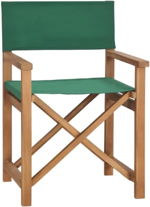 Teak Wood Director's Chair Green Foldable Outdoor Lounge Chair for Patio Beach Camping and Garden