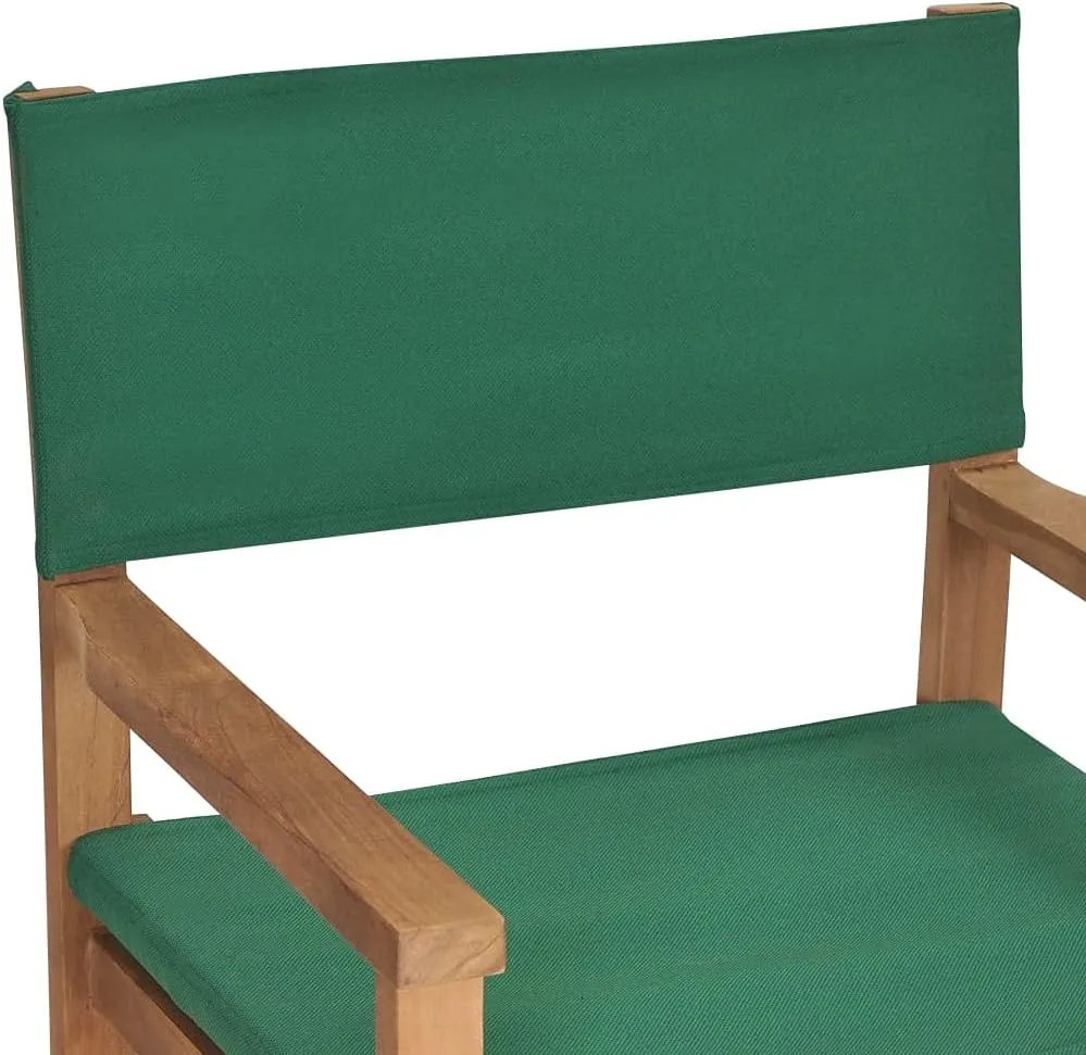 Teak Wood Director's Chair Green Foldable Outdoor Lounge Chair for Patio Beach Camping and Garden