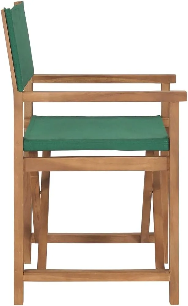 Teak Wood Director's Chair Green Foldable Outdoor Lounge Chair for Patio Beach Camping and Garden