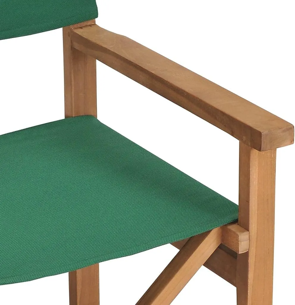 Teak Wood Director's Chair Green Foldable Outdoor Lounge Chair for Patio Beach Camping and Garden