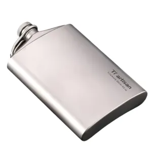 TIARTISAN 200ml/260ml Pure Titanium Hip Flask with Funnel for Outdoor Use