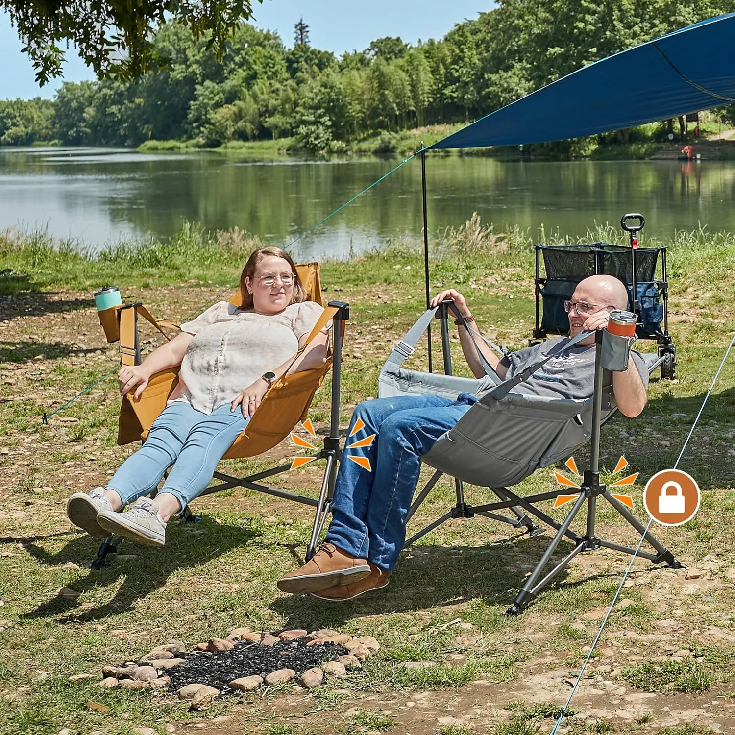 TIMBER RIDGE Hammock Camping Chair, Oversized Swinging Chair with Adjustable Back and Seat Height, Portable Folding Rocking Camping Chair for Outdoor Lawn, Backyard and Patio, Supports 400lbs