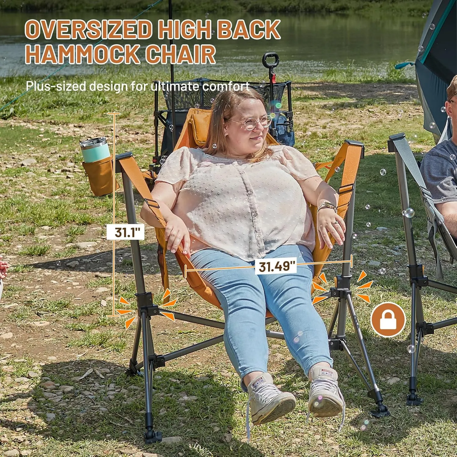 TIMBER RIDGE Hammock Camping Chair, Oversized Swinging Chair with Adjustable Back and Seat Height, Portable Folding Rocking Camping Chair for Outdoor Lawn, Backyard and Patio, Supports 400lbs